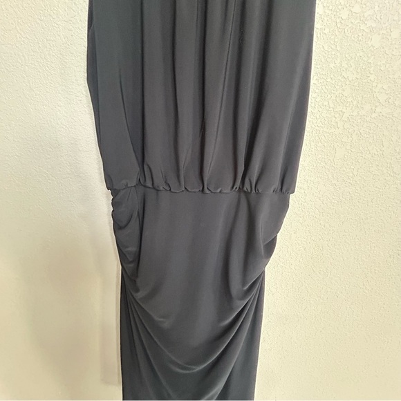 Lauren Ralph Lauren Black Draped Sheath Dress 12 Jersey Cocktail Party LBD - Picture 4 of 7